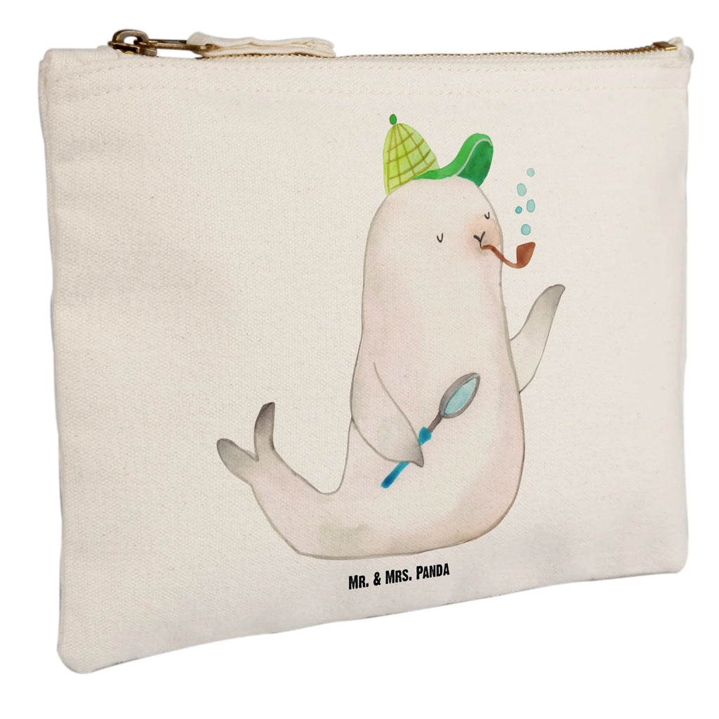 torebka na makijaż foka Sherlock Kosmetikbeutel, pinsel tasche, Kulturbeutel, beauty tasche, aufbewahrungstasche, Waschbeutel, Mäppchen, aufbewahrungsbeutel, utensilientasche, Federmappe, Schminktäschchen, Stiftemäppchen, kosmetiktäschchen, Kulturtasche, Etui, Waschtasche, Schminktasche, Kosmetiktasche, Schlampermäppchen, toiletry bag, pencil case, beauty case, Schminkbeutel, Gute Laune, Tiermotive, Lustige Sprüche, Tiere