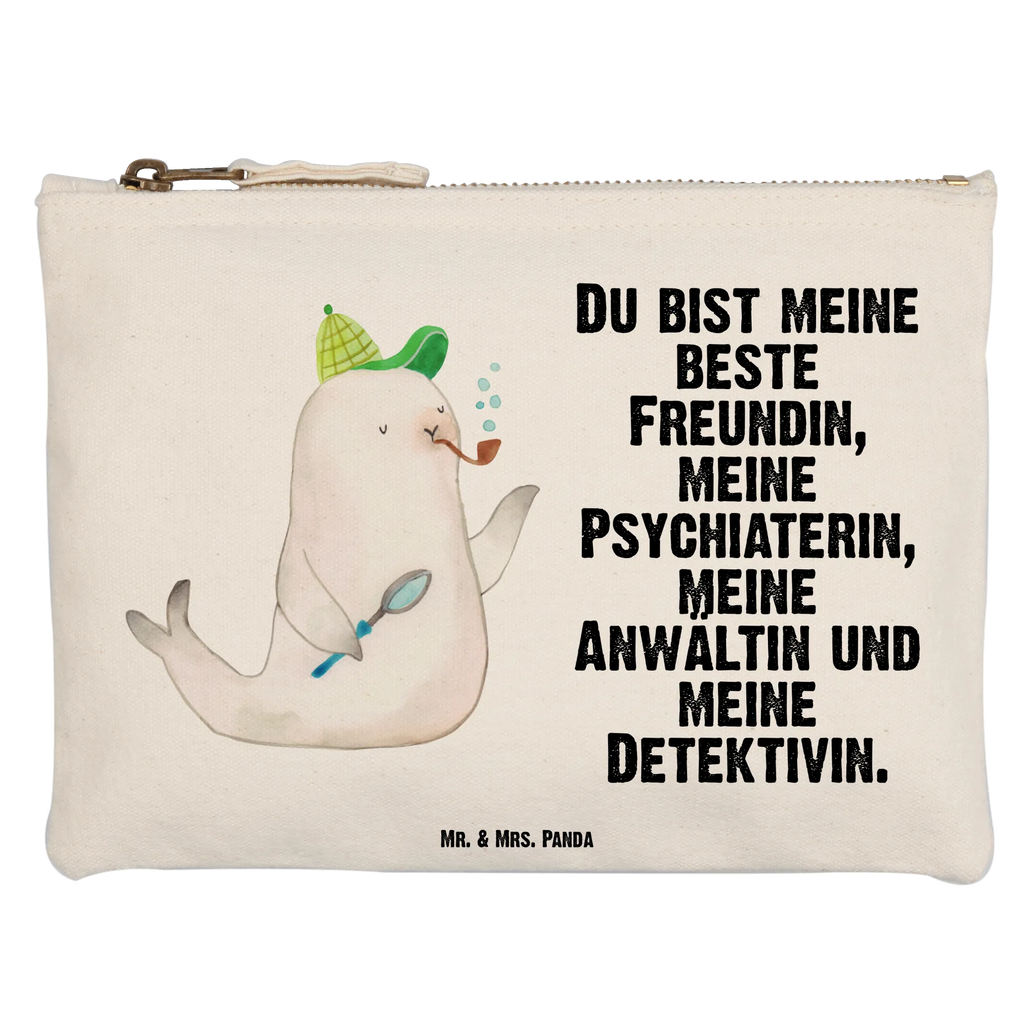 torebka na makijaż foka Sherlock Kosmetikbeutel, pinsel tasche, Kulturbeutel, beauty tasche, aufbewahrungstasche, Waschbeutel, Mäppchen, aufbewahrungsbeutel, utensilientasche, Federmappe, Schminktäschchen, Stiftemäppchen, kosmetiktäschchen, Kulturtasche, Etui, Waschtasche, Schminktasche, Kosmetiktasche, Schlampermäppchen, toiletry bag, pencil case, beauty case, Schminkbeutel, Gute Laune, Tiermotive, Lustige Sprüche, Tiere