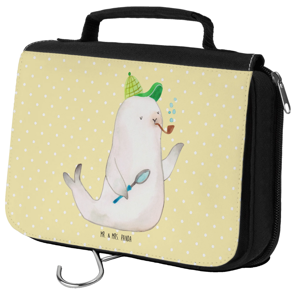 Kosmetyczka foka Sherlock Schminktasche, Kulturtasche, beautycase, Schminkbeutel, badtasche, Toilettentasche, Kosmetiktasche, Waschbeutel, Reisebeutel, Waschtasche, Necessaire, Kulturbeutel, hygienetasche, hygienebeutel, Kulturbeutel Waschbar, Lustige Sprüche, Tiere, Tiermotive, Gute Laune
