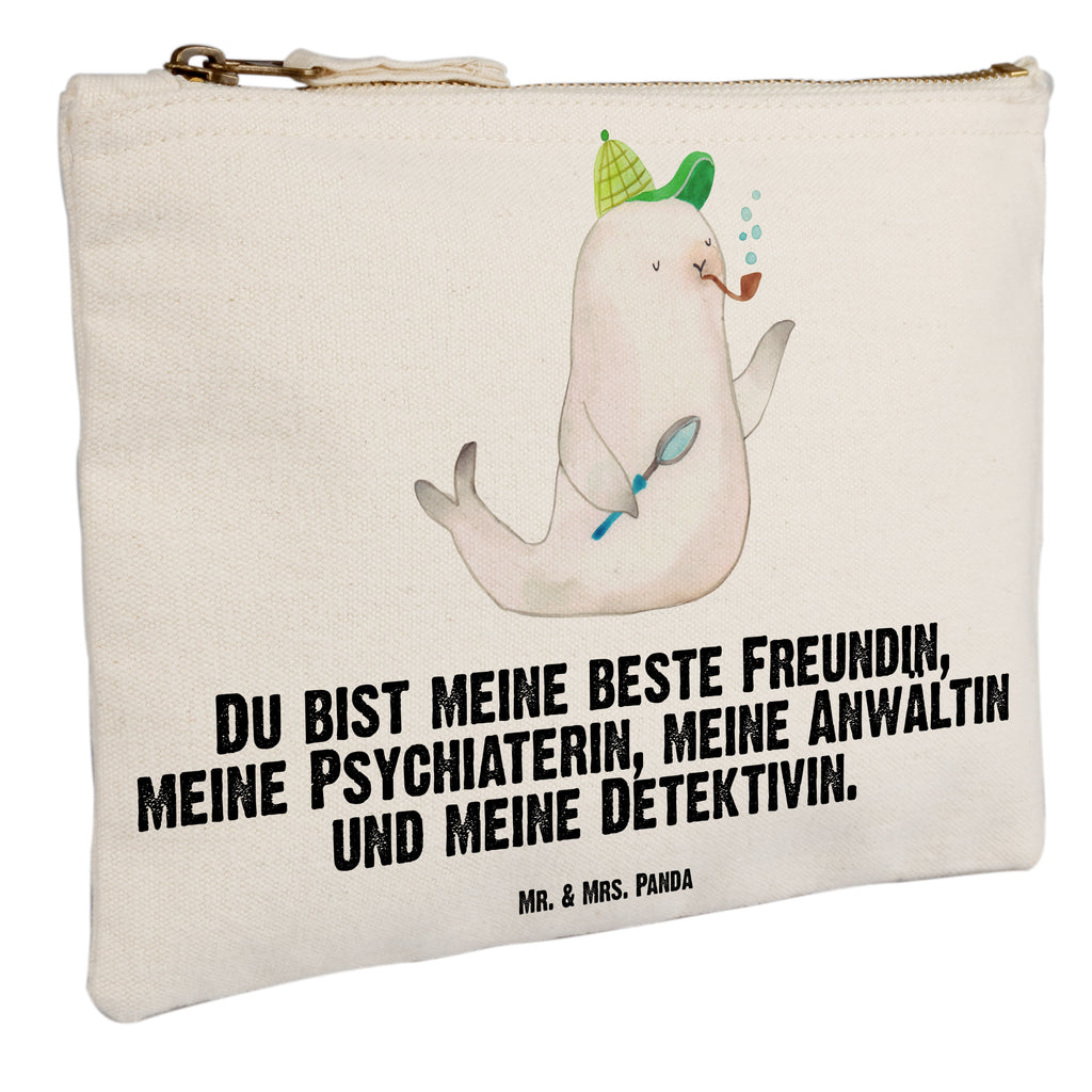torebka na makijaż foka Sherlock Kosmetikbeutel, pinsel tasche, Kulturbeutel, beauty tasche, aufbewahrungstasche, Waschbeutel, Mäppchen, aufbewahrungsbeutel, utensilientasche, Federmappe, Schminktäschchen, Stiftemäppchen, kosmetiktäschchen, Kulturtasche, Etui, Waschtasche, Schminktasche, Kosmetiktasche, Schlampermäppchen, toiletry bag, pencil case, beauty case, Schminkbeutel, Gute Laune, Tiermotive, Lustige Sprüche, Tiere