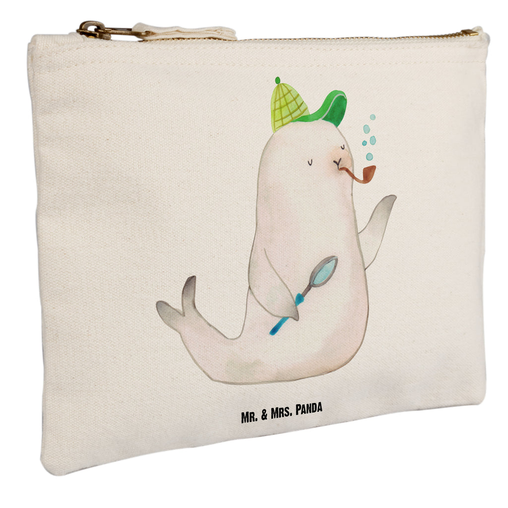 torebka na makijaż foka Sherlock Kosmetikbeutel, pinsel tasche, Kulturbeutel, beauty tasche, aufbewahrungstasche, Waschbeutel, Mäppchen, aufbewahrungsbeutel, utensilientasche, Federmappe, Schminktäschchen, Stiftemäppchen, kosmetiktäschchen, Kulturtasche, Etui, Waschtasche, Schminktasche, Kosmetiktasche, Schlampermäppchen, toiletry bag, pencil case, beauty case, Schminkbeutel, Gute Laune, Tiermotive, Lustige Sprüche, Tiere