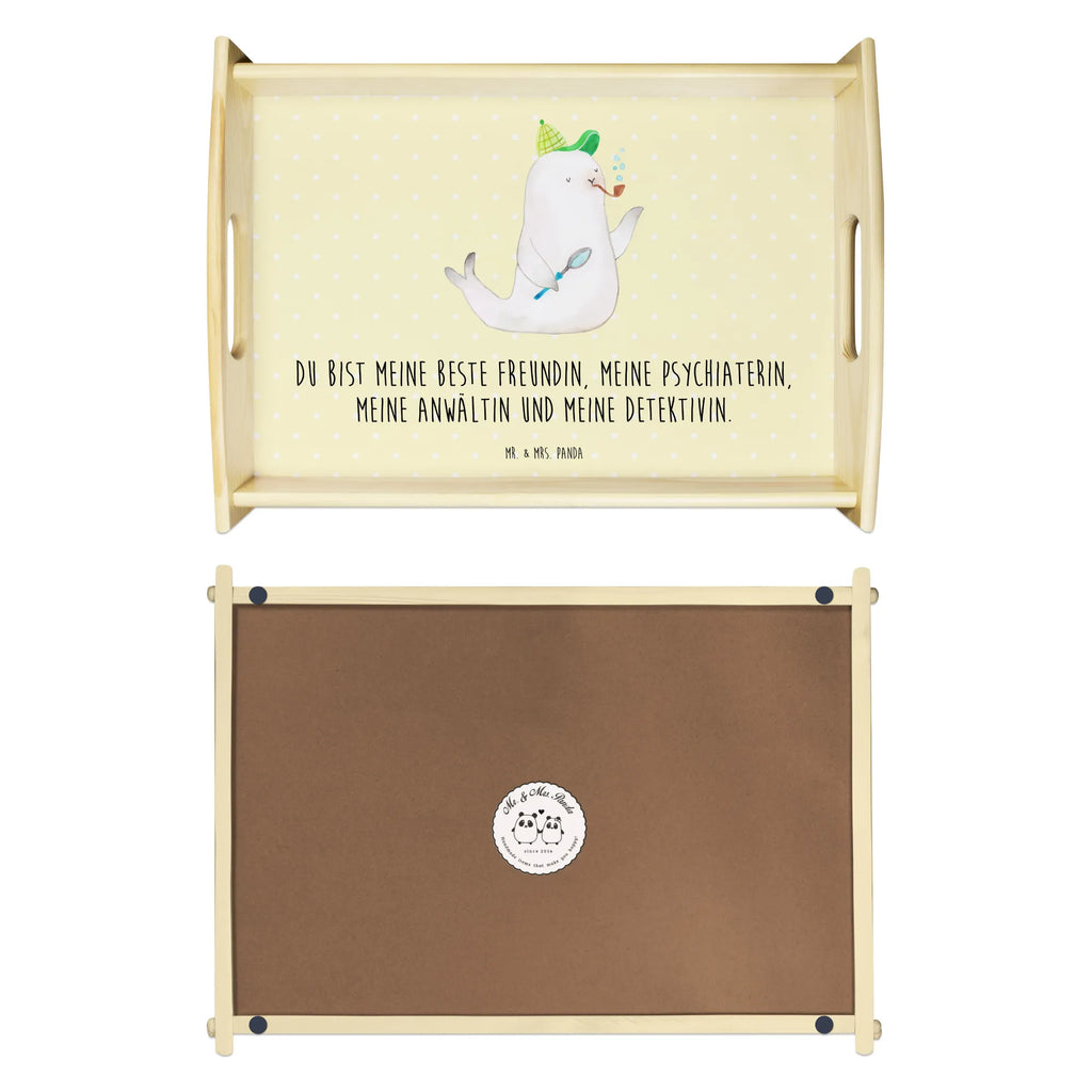 Serviertablett Robbe Sherlock Frühstückstablett, Küchentablett, Serviertablett, Holztablett, Tablett, Dekotablett, Tiermotive, Gute Laune, lustige Sprüche, Tiere