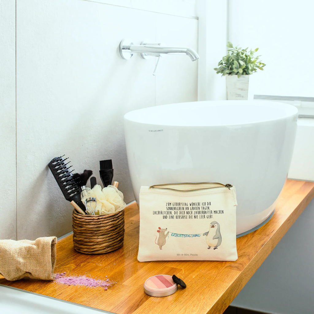 torebka na makijaż Mysz Pingwin urodziny toiletry bag, Schlampermäppchen, Schminktasche, Kulturbeutel, aufbewahrungsbeutel, pencil case, Schminkbeutel, Waschbeutel, Stiftemäppchen, Mäppchen, Waschtasche, Federmappe, utensilientasche, beauty tasche, Kosmetikbeutel, Kulturtasche, kosmetiktäschchen, Schminktäschchen, Etui, beauty case, Kosmetiktasche, pinsel tasche, aufbewahrungstasche, Geburtstag, Geburtstagsgeschenk, Geschenk, Geburtstage, Maus, Happy Birthday, Geburtstagsfeier, Pinguin