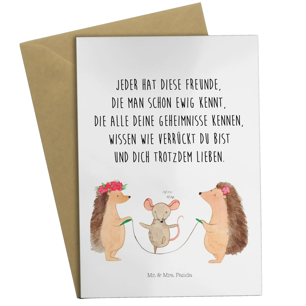 Greetings card Hedgehog skipping hochzeitskarten, weihnachtskarten, Grußkarten, Beileidskarte, osterkarte, firmungskarte, genesungskarte, Grußkarte, Glückwunschkarte, jubiläumskarte, Klappkarte, einladungskarten, glückwunschkarten, valentinstagskarte, vatertagskarte, dankeskarten, neujahrskarte, osterkarten, abiturkarte, spruchkarte, Motivkarte, kommunionskarte, babykarte, Tiere, Tiermotive, Gute Laune, Lustige Sprüche, Igel, Kindergarten, Seilhüpfen, Kinder, Maus, Seilspringen