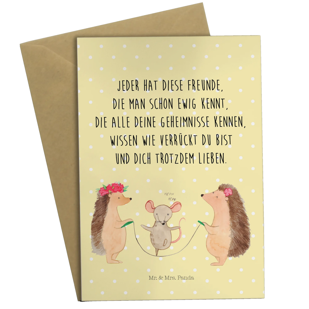 Greetings card Hedgehog skipping hochzeitskarten, weihnachtskarten, Grußkarten, Beileidskarte, osterkarte, firmungskarte, genesungskarte, Grußkarte, Glückwunschkarte, jubiläumskarte, Klappkarte, einladungskarten, glückwunschkarten, valentinstagskarte, vatertagskarte, dankeskarten, neujahrskarte, osterkarten, abiturkarte, spruchkarte, Motivkarte, kommunionskarte, babykarte, Tiere, Tiermotive, Gute Laune, Lustige Sprüche, Igel, Kindergarten, Seilhüpfen, Kinder, Maus, Seilspringen