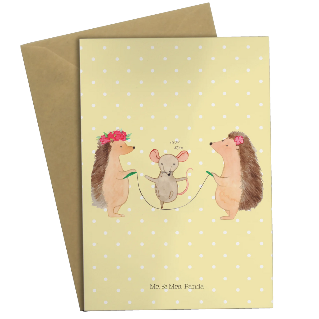 Greetings card Hedgehog skipping hochzeitskarten, weihnachtskarten, Grußkarten, Beileidskarte, osterkarte, firmungskarte, genesungskarte, Grußkarte, Glückwunschkarte, jubiläumskarte, Klappkarte, einladungskarten, glückwunschkarten, valentinstagskarte, vatertagskarte, dankeskarten, neujahrskarte, osterkarten, abiturkarte, spruchkarte, Motivkarte, kommunionskarte, babykarte, Tiere, Tiermotive, Gute Laune, Lustige Sprüche, Igel, Kindergarten, Seilhüpfen, Kinder, Maus, Seilspringen