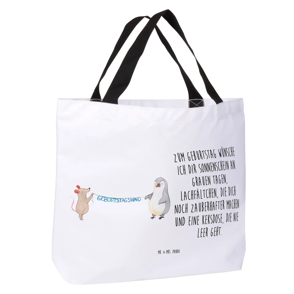 Shopper mouse penguin Birthday Einkaufsbeutel, Einkaufstasche, Schultertasche, XXL Tasche, Alltagstasche, Schulbeutel, Strandtasche, Tragebeutel, Shopper, Schultasche, Beutel, Tüte, Stofftasche, XL, Freizeittasche, Ausflug, Geschenk, Geburtstag, Geburtstagsgeschenk, Geburtstage, Happy Birthday, Pinguin, Maus, Geburtstagsfeier