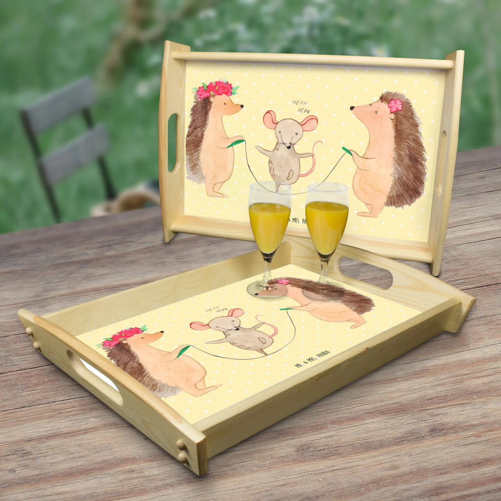 Serviertablett Igel Seilhüpfen Küchentablett, Serviertablett, Tablett, Holztablett, Frühstückstablett, Dekotablett, Tiermotive, Gute Laune, lustige Sprüche, Tiere, Seilhüpfen, Igel, Maus, Seilspringen, Kindergarten, Kinder