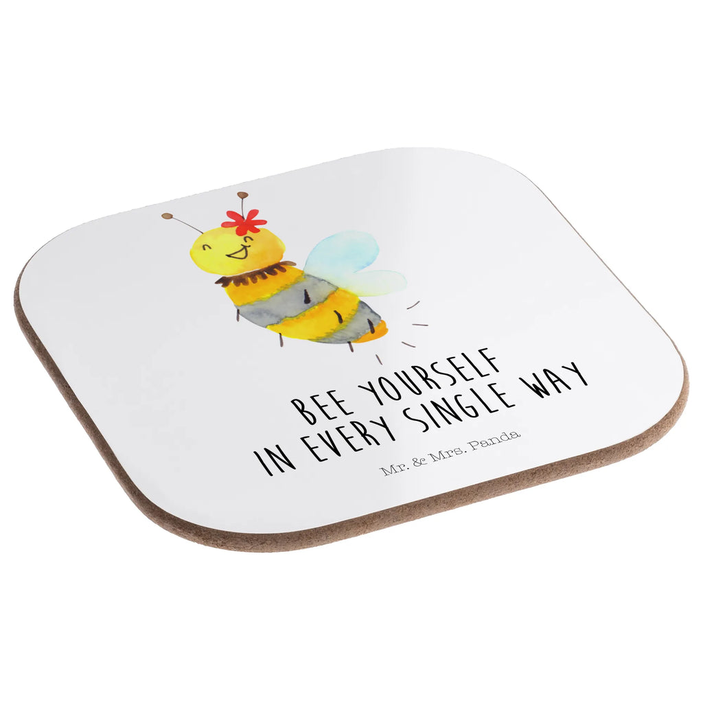 Square coaster bee flower gift, party, Coasters, presents, glass coasters, breakfast, gifts, Bee, wasp, bumblebee