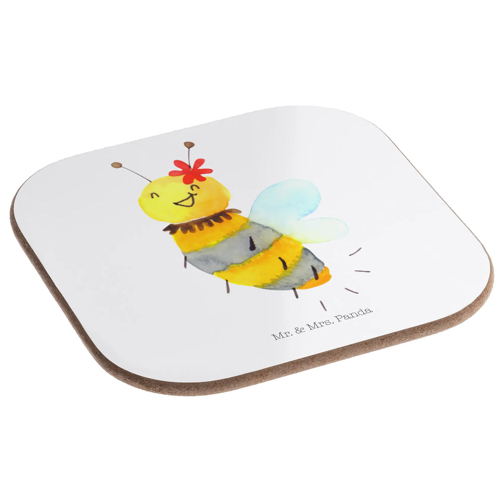 Square coaster bee flower gift, party, Coasters, presents, glass coasters, breakfast, gifts, Bee, wasp, bumblebee