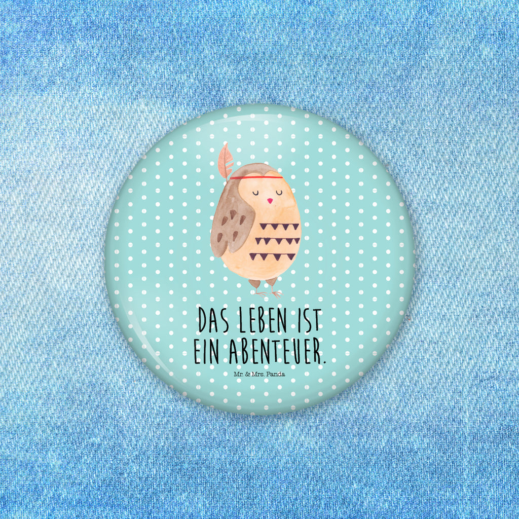 Button Eule Federschmuck 50mm Button, Button, Pin, Anstecknadel, Eule, Eule Deko, Owl, Das Leben ist ein Abenteuer, Reisespruch, Federschmuck, Dekoration