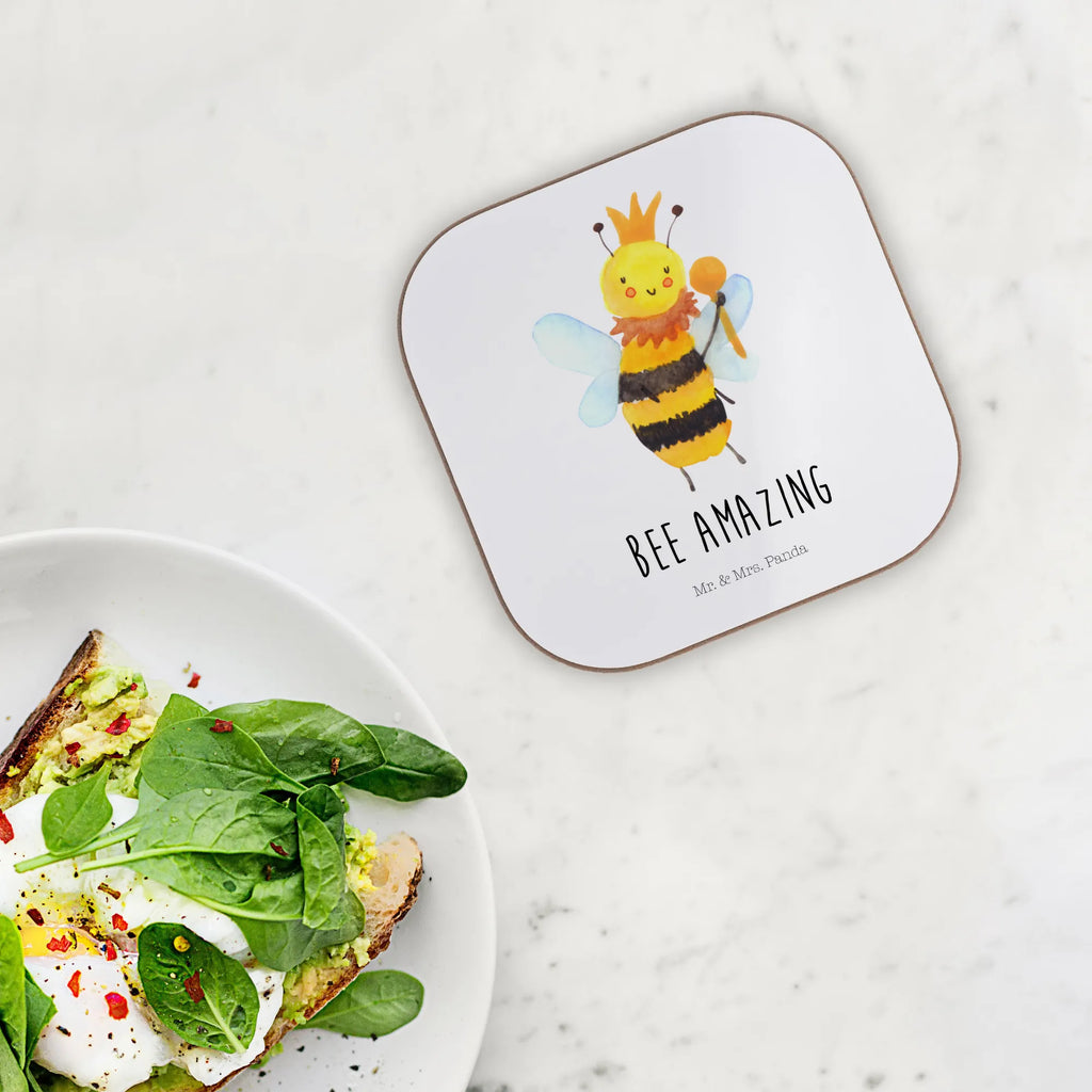 Square coaster bee king gifts, Coasters, glass coasters, presents, gift, party, breakfast, Bee, wasp, bumblebee
