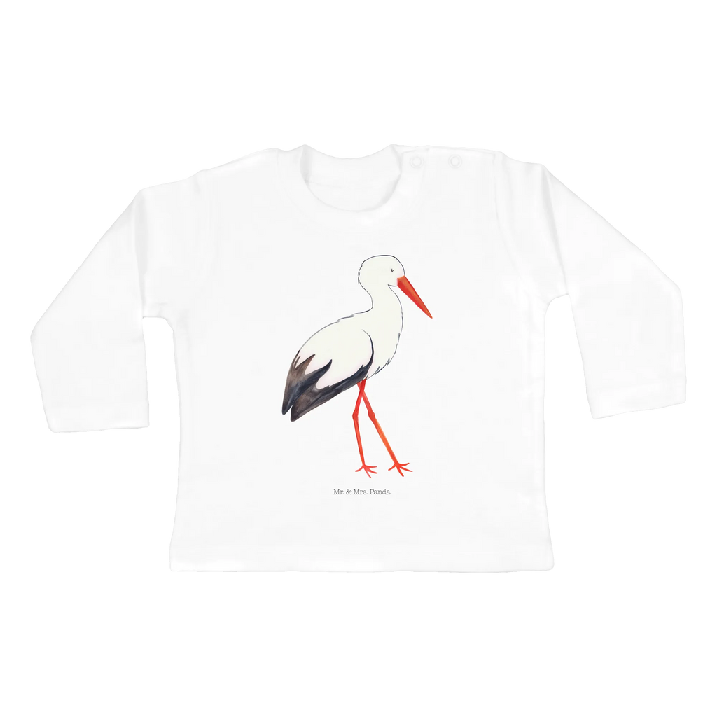 Baby Longsleeve Storch Baby, Langarm, Jungen, Bio, Kleidung, Mädchen, Tiermotive, Gute Laune, lustige Sprüche, Tiere, Mütter, Mutter, Mutter werden, Schwangerschaft, Schwanger, Geburt, Babybauch, Storch, Störche