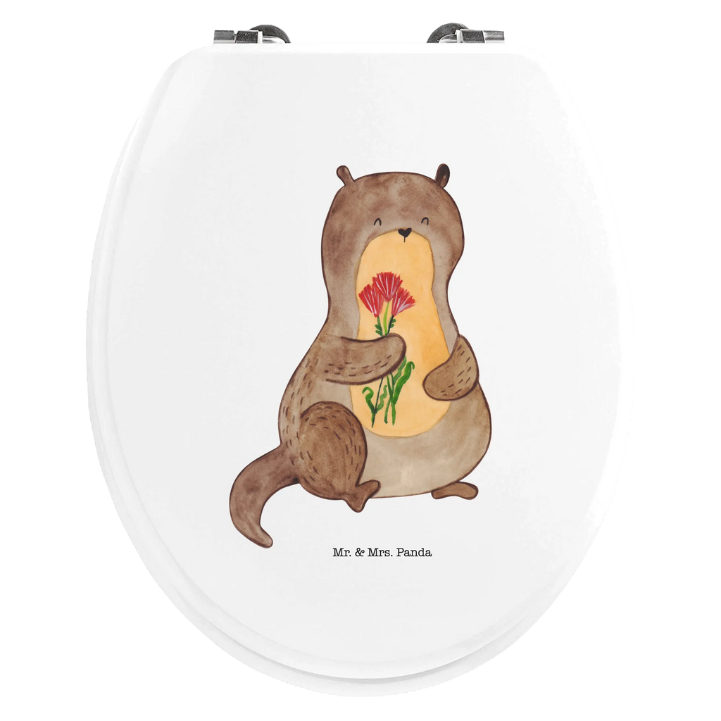 Motiv WC Sitz Otter Blumenstrauß Toilettendeckel, Klobrille, Toilette, WC-Sitz, Klodeckel, Otter, Fischotter, Seeotter, Otter Seeotter See Otter