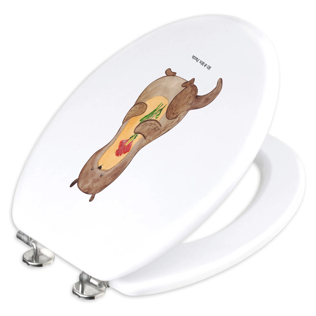 Motiv WC Sitz Otter Blumenstrauß Toilettendeckel, Klobrille, Toilette, WC-Sitz, Klodeckel, Otter, Fischotter, Seeotter, Otter Seeotter See Otter