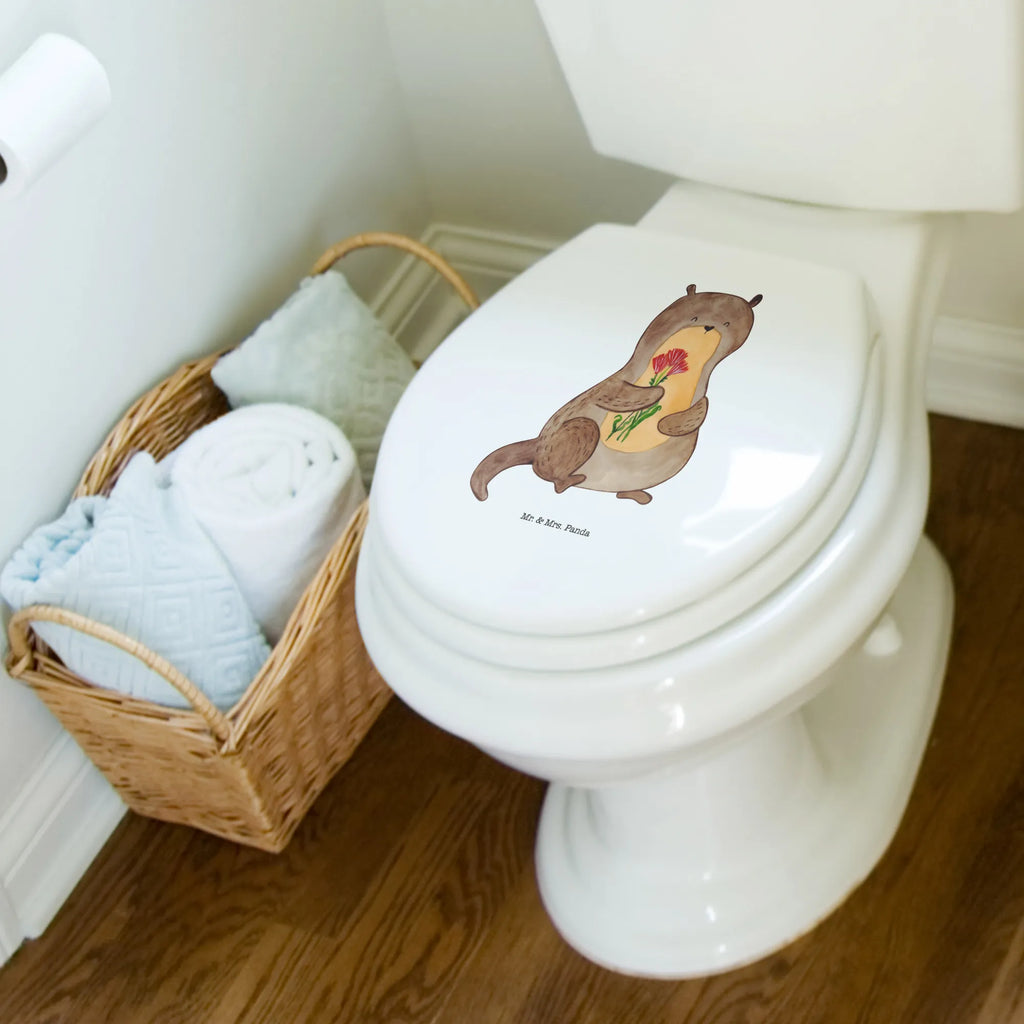 Motiv WC Sitz Otter Blumenstrauß Toilettendeckel, Klobrille, Toilette, WC-Sitz, Klodeckel, Otter, Fischotter, Seeotter, Otter Seeotter See Otter