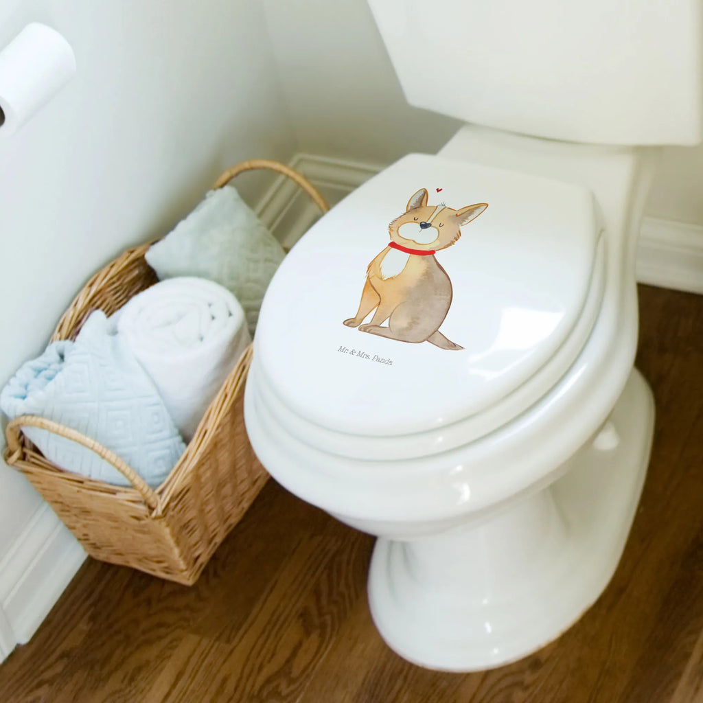 Motiv WC Sitz Hund Glück Klodeckel, Klobrille, WC-Sitz, Toilettendeckel, Toilette, Hund, Hundemotiv, Haustier, Hunderasse, Tierliebhaber, Hundebesitzer, Sprüche, Hundeliebe, Corgie, Hundemama, Spruch, Liebe