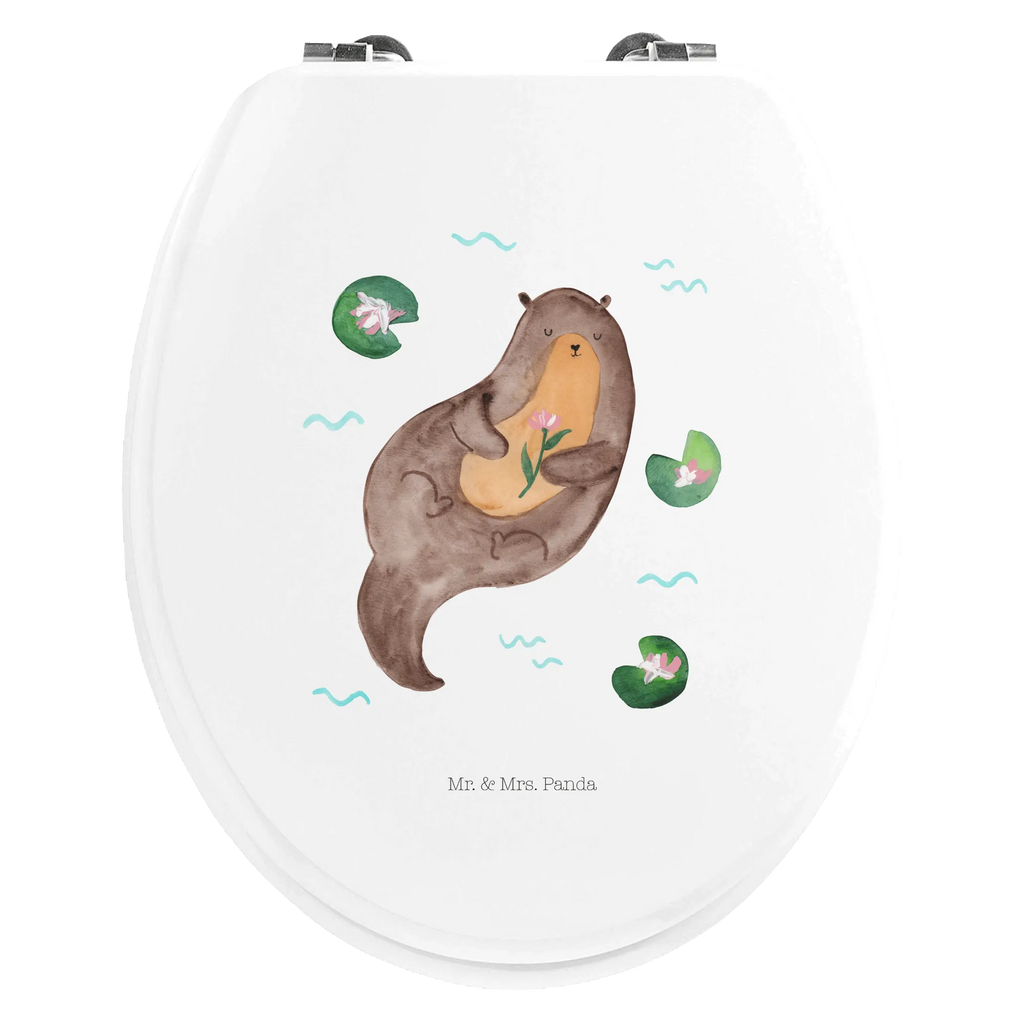 Motiv WC Sitz Otter Seerose WC-Sitz, Toilette, Toilettendeckel, Klobrille, Klodeckel, Otter, Fischotter, Seeotter, Otter Seeotter See Otter