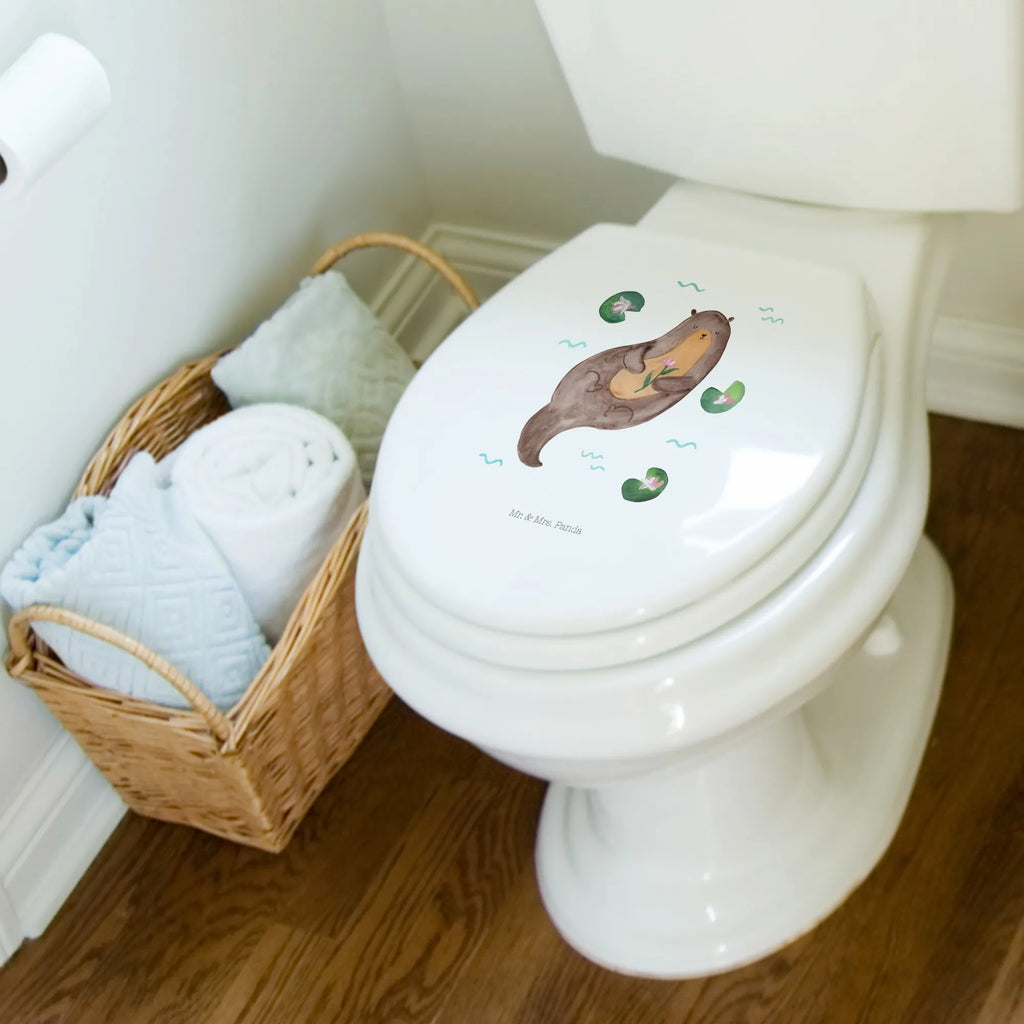 Motiv WC Sitz Otter Seerose WC-Sitz, Toilette, Toilettendeckel, Klobrille, Klodeckel, Otter, Fischotter, Seeotter, Otter Seeotter See Otter