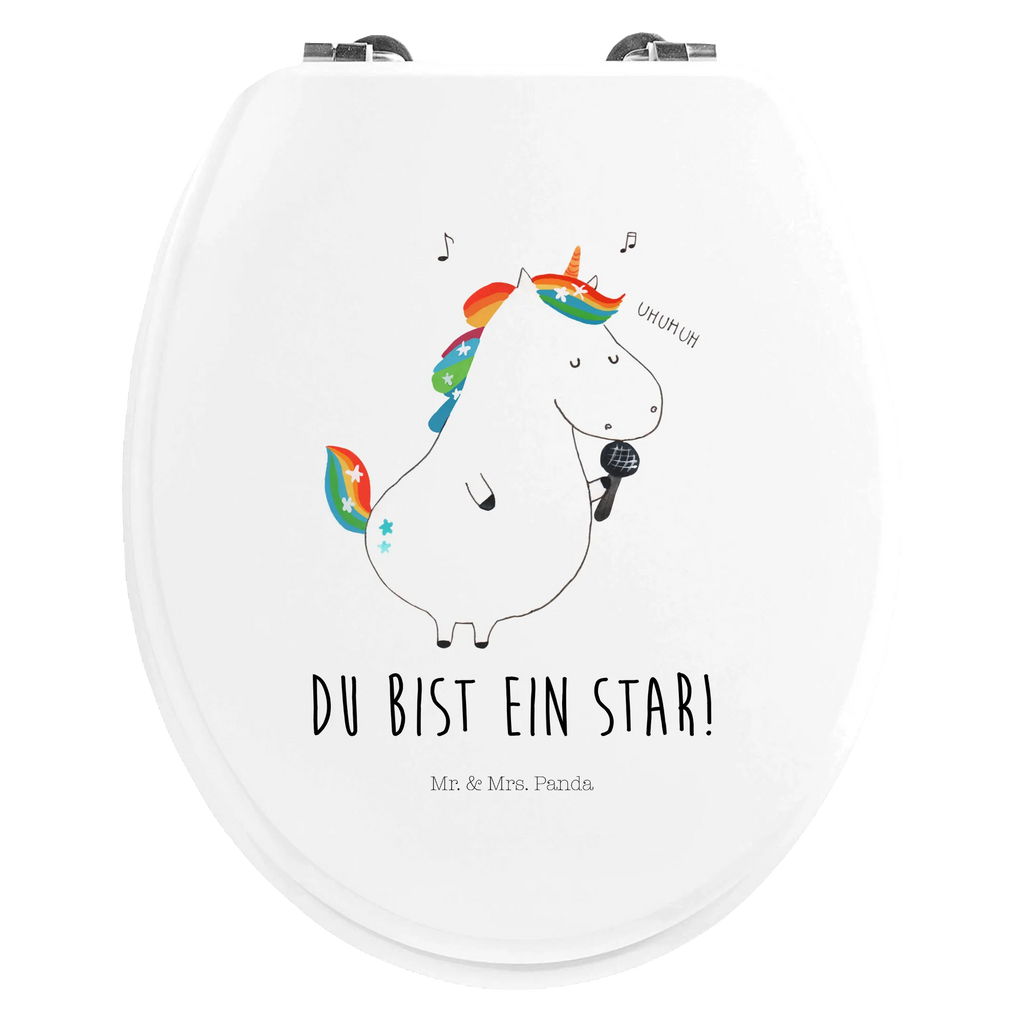 Motiv WC Sitz Einhorn Sänger Klobrille, Klodeckel, Toilette, Toilettendeckel, WC-Sitz, Einhorn, Einhörner, Einhorn Deko, Unicorn, Freundin, Sänger, Konfetti, Glitzer, Geburtstag, Feier, Party, Fest, Disco, Sängerin