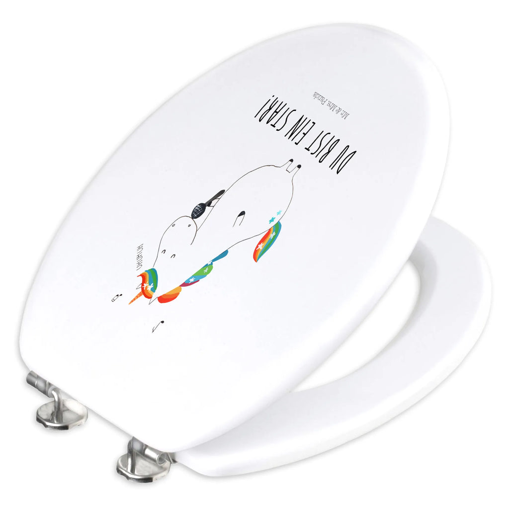 Motiv WC Sitz Einhorn Sänger Klobrille, Klodeckel, Toilette, Toilettendeckel, WC-Sitz, Einhorn, Einhörner, Einhorn Deko, Unicorn, Freundin, Sänger, Konfetti, Glitzer, Geburtstag, Feier, Party, Fest, Disco, Sängerin
