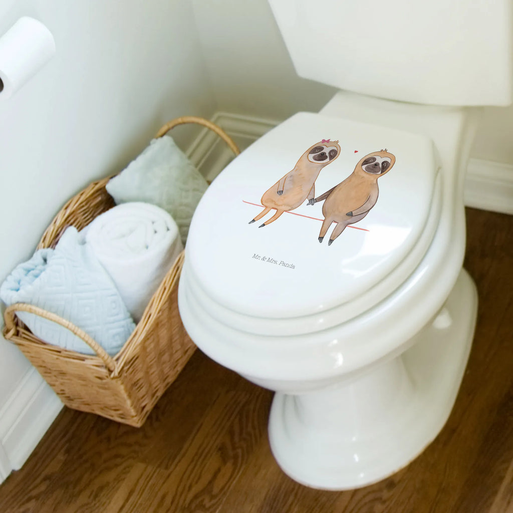 Motiv WC Sitz Faultier Pärchen Klobrille, WC-Sitz, Toilette, Klodeckel, Toilettendeckel, Faultier, Faultier Geschenk, Faultier Deko, verlobt, faul, Pärchen, Beziehung, Faultiere, Faultierliebe, Liebespaar, gemeinsam, Lieblingstier, verliebt, Langsamkeit, relaxen, Liebe, Faultierpärchen