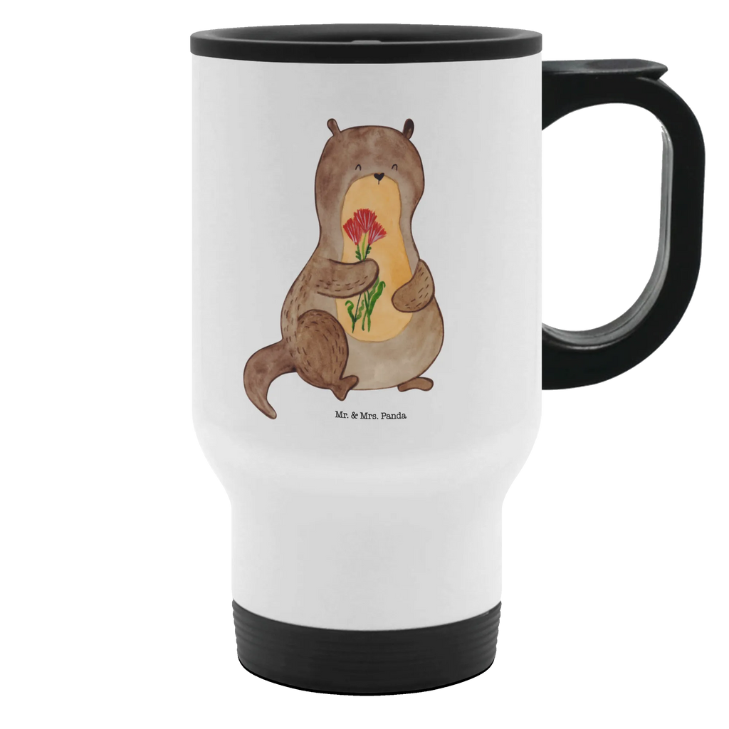 Insulated mug otter Bunch of flowers travel mug, travel coffee mug, To Go mug, Thermo cup, Coffee mug, Thermo mug, Insulated mug, otter, marten, sea otter, European otter, water mammal, aquatic animal, baby otter, predator, water, otter gifts, animal lover, gift ideas for animal lovers, animal, mammal, water animal, gifts for people in love, Otter Sea Otter Lake Otter