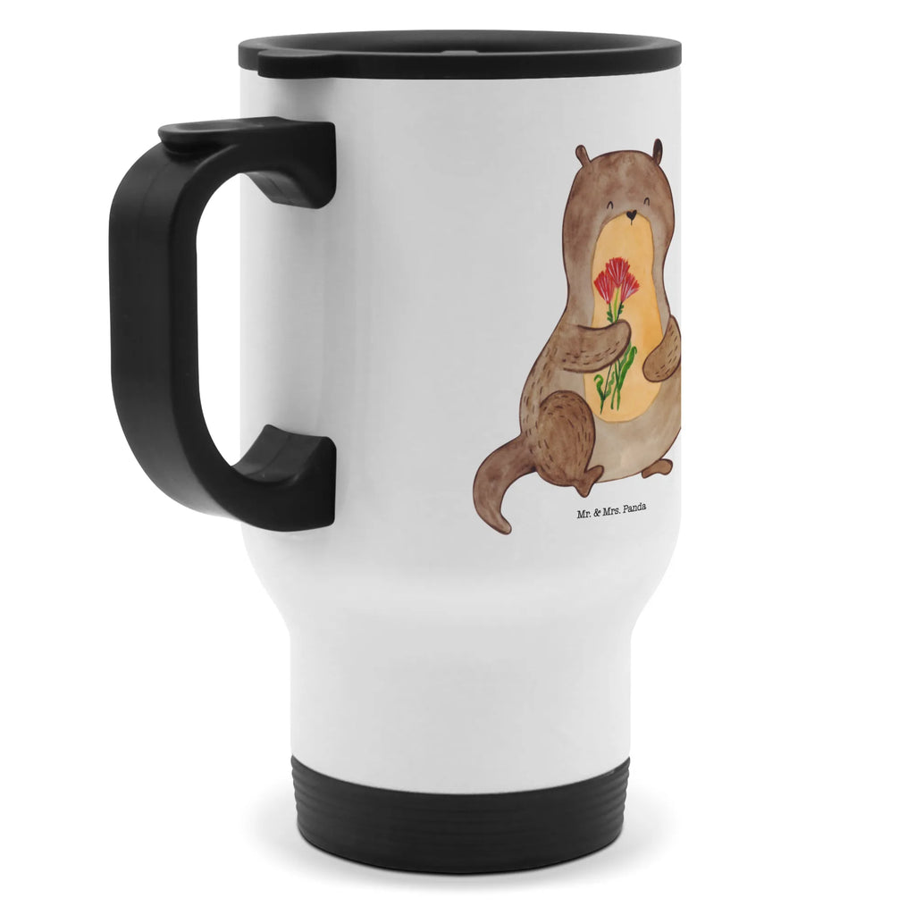 Insulated mug otter Bunch of flowers travel mug, travel coffee mug, To Go mug, Thermo cup, Coffee mug, Thermo mug, Insulated mug, otter, marten, sea otter, European otter, water mammal, aquatic animal, baby otter, predator, water, otter gifts, animal lover, gift ideas for animal lovers, animal, mammal, water animal, gifts for people in love, Otter Sea Otter Lake Otter
