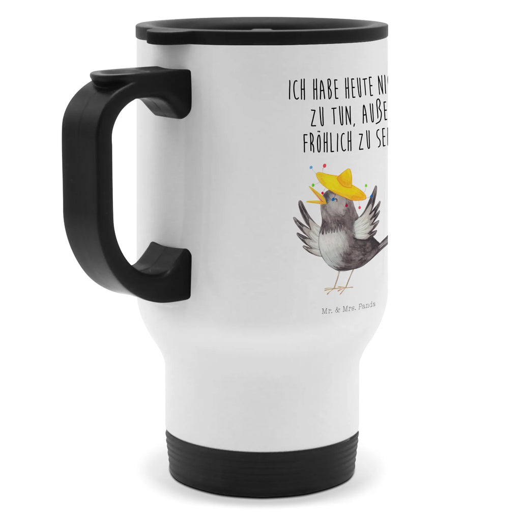 Insulated mug Crow sombrero travel coffee mug, travel mug, Thermo mug, Coffee mug, Insulated mug, To Go mug, Thermo cup, small animals, cute, funny, cute animal motives, hand drawn, small world, funny sayings, good mood, happy, gifts, gift ideas, special gifts, animal lover, card, Happiness Saying, Be happy, Bird, Magpie, Saying positive, Birds, Motivation, Raven