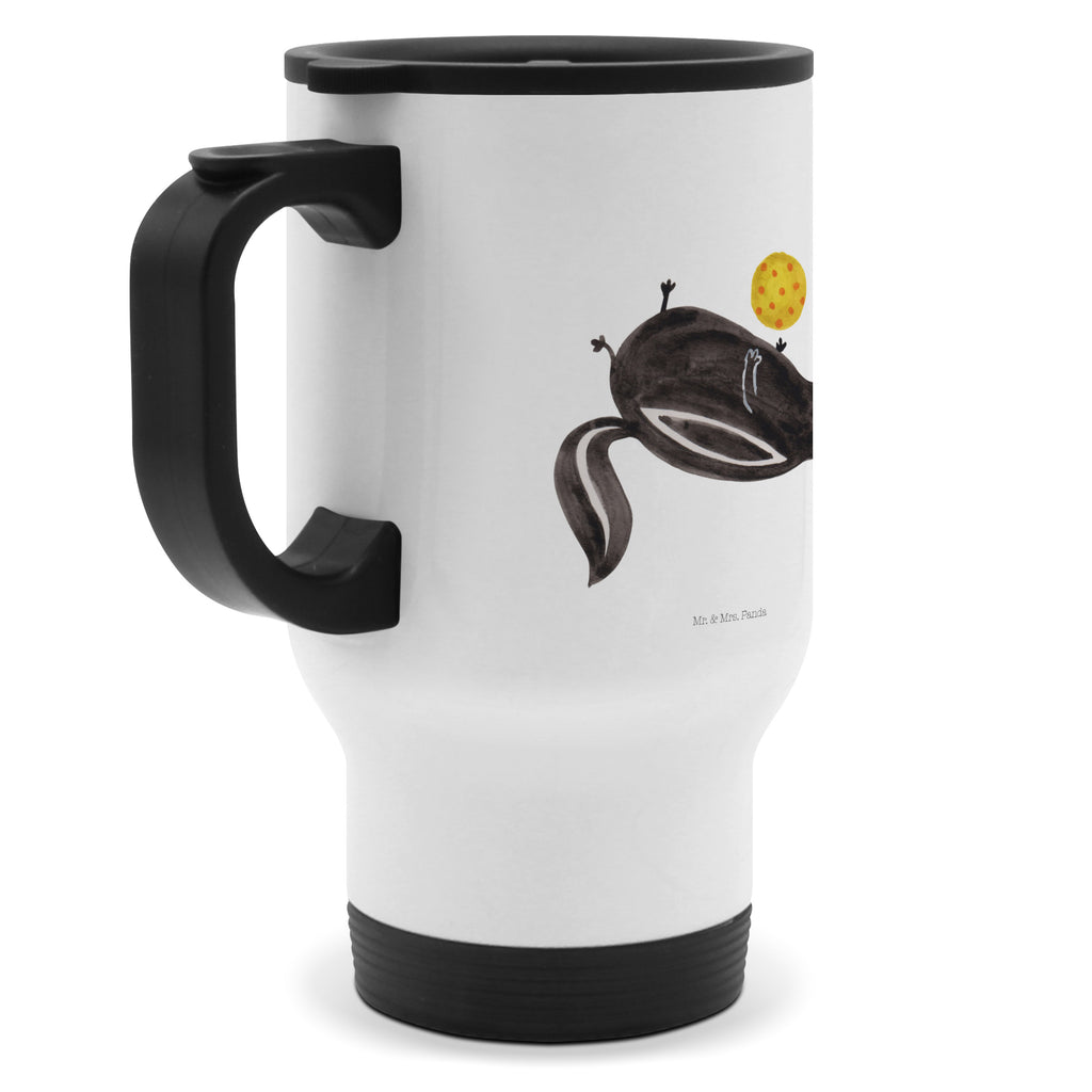 Insulated mug skunk ball travel mug, travel coffee mug, To Go mug, Thermo mug, Insulated mug, Coffee mug, Thermo cup, Skunk, stinky, playful, stinker, skunk, wild animal, wisdom, predator