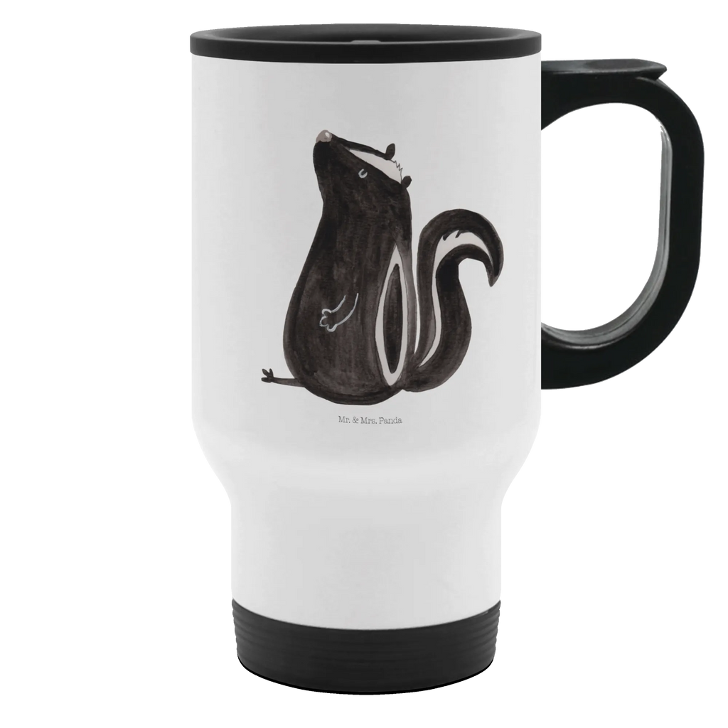Insulated mug skunk Sit travel coffee mug, travel mug, To Go mug, Thermo cup, Thermo mug, Insulated mug, Coffee mug, Skunk, office, know-it-all, skunk, stinky, wild animal, slogan, stinker, predator, law