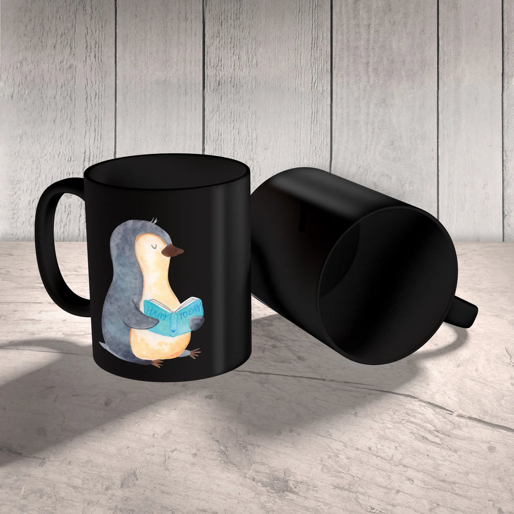 Tasse Pinguin Buch Teetasse, Porzellantasse, Keramiktasse, Geschenktasse, Tasse mit Zitaten, Kaffeetasse, Tasse, Bürotasse, Tasse mit Motiven, Pinguin, Bücherwurm, Lesen, Ferien, Freizeit, Nichtstun, Buch, Urlaub, Pinguine, Faulenzen