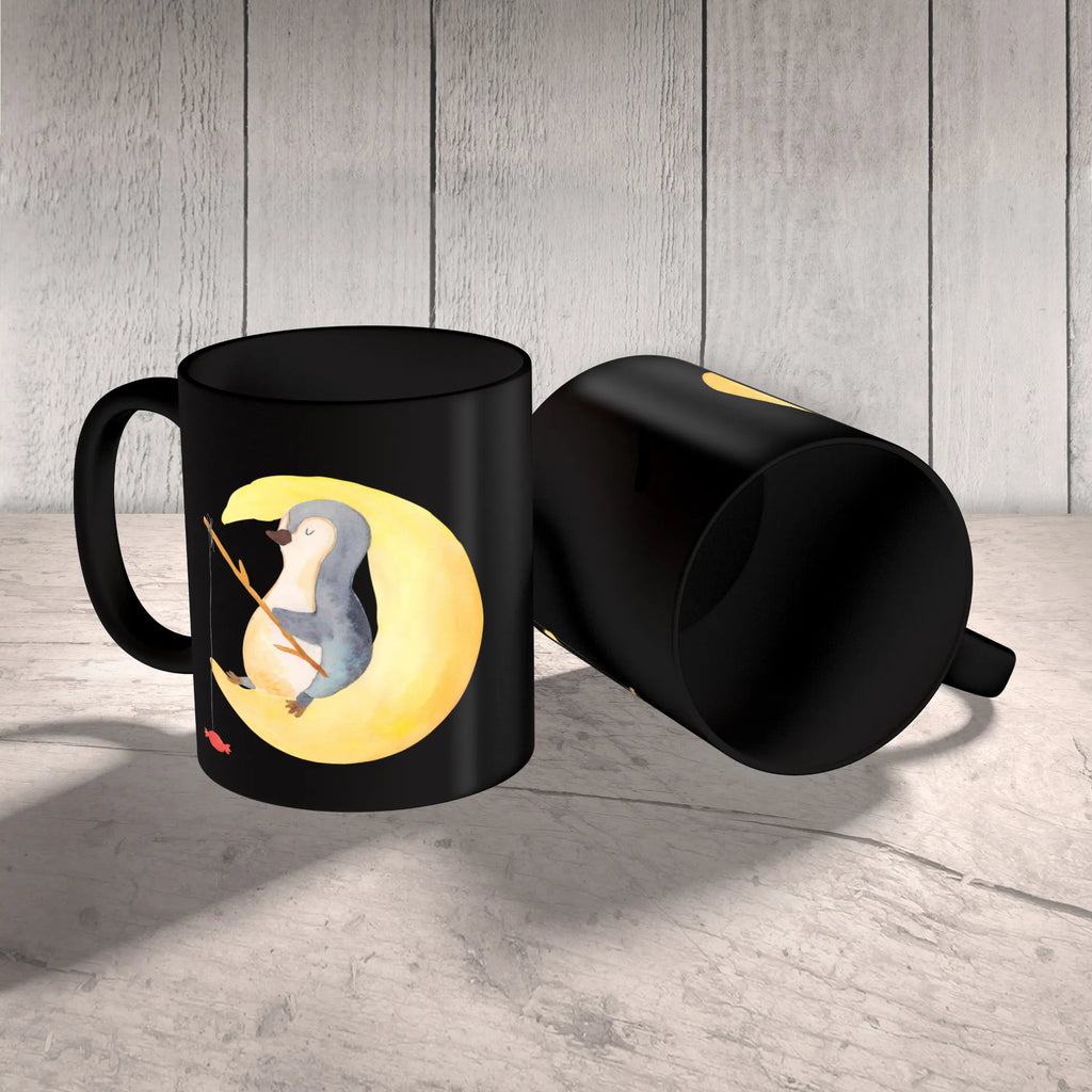 Mug Penguin moon Keramiktasse, Geschenktasse, Tasse, Bürotasse, Teetasse, Tasse mit Zitaten, Tasse mit Motiven, Kaffeetasse, Porzellantasse, Pinguin, Schlafstörungen, Nachtruhe, Gästezimmer, Schlafzimmer, schlafen, Spruch, Pinguine, Einschlafen