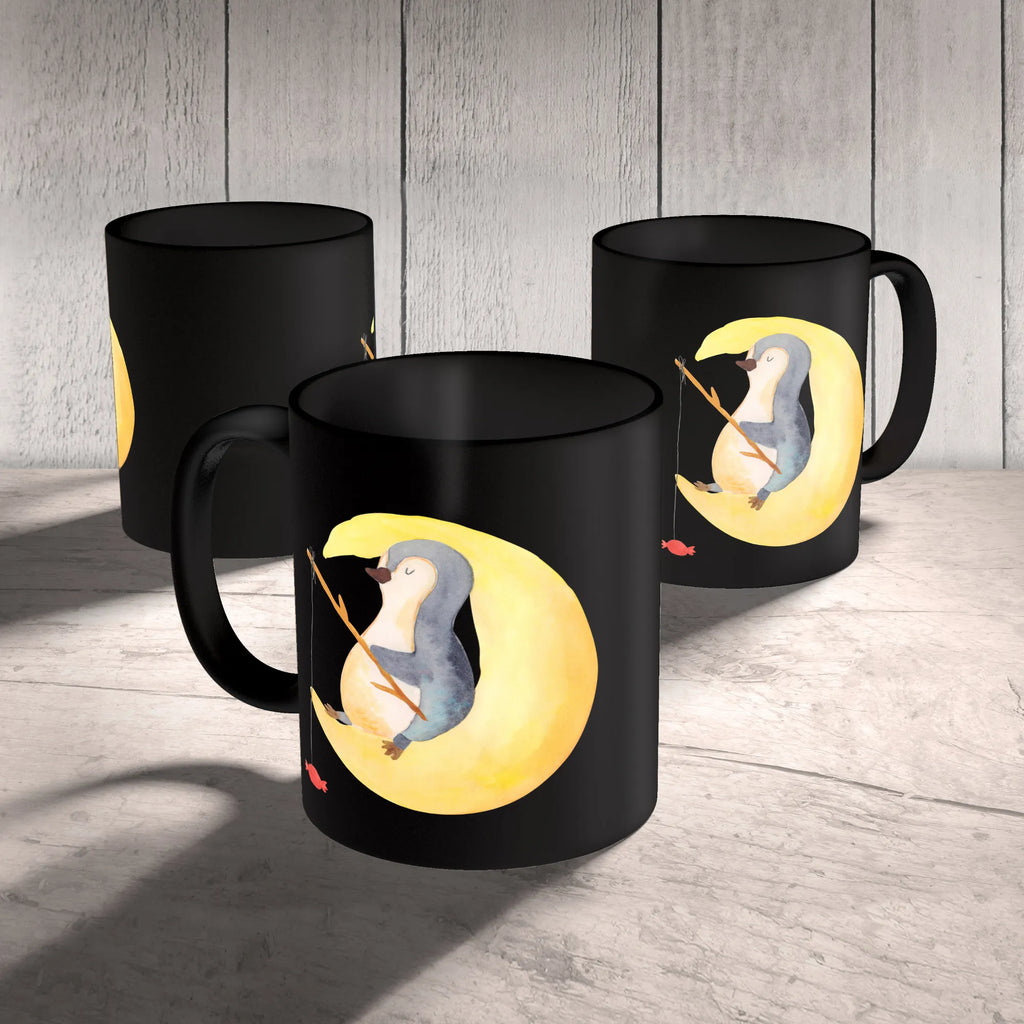 Mug Penguin moon Keramiktasse, Geschenktasse, Tasse, Bürotasse, Teetasse, Tasse mit Zitaten, Tasse mit Motiven, Kaffeetasse, Porzellantasse, Pinguin, Schlafstörungen, Nachtruhe, Gästezimmer, Schlafzimmer, schlafen, Spruch, Pinguine, Einschlafen