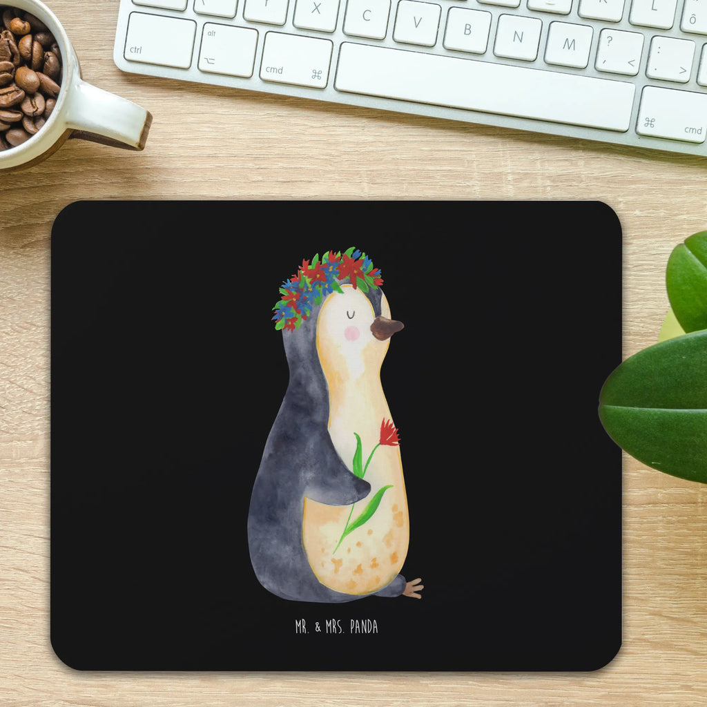 Mouse mat Penguin Flower Designer Mauspad, Mauspad Büro, Computer zubehör, Mauspad, Mousepad, PC Zubehör, Arbeitszimmer, Büroausstattung, Mausunterlage, Einzigartiges Mauspad, Pinguin, Lebenslust, Pinguine, Lebensziele, Geschenkidee, Blumenkranz, Wünsche, Leben, Ziele, Universum, Liebeskummer, Motivation
