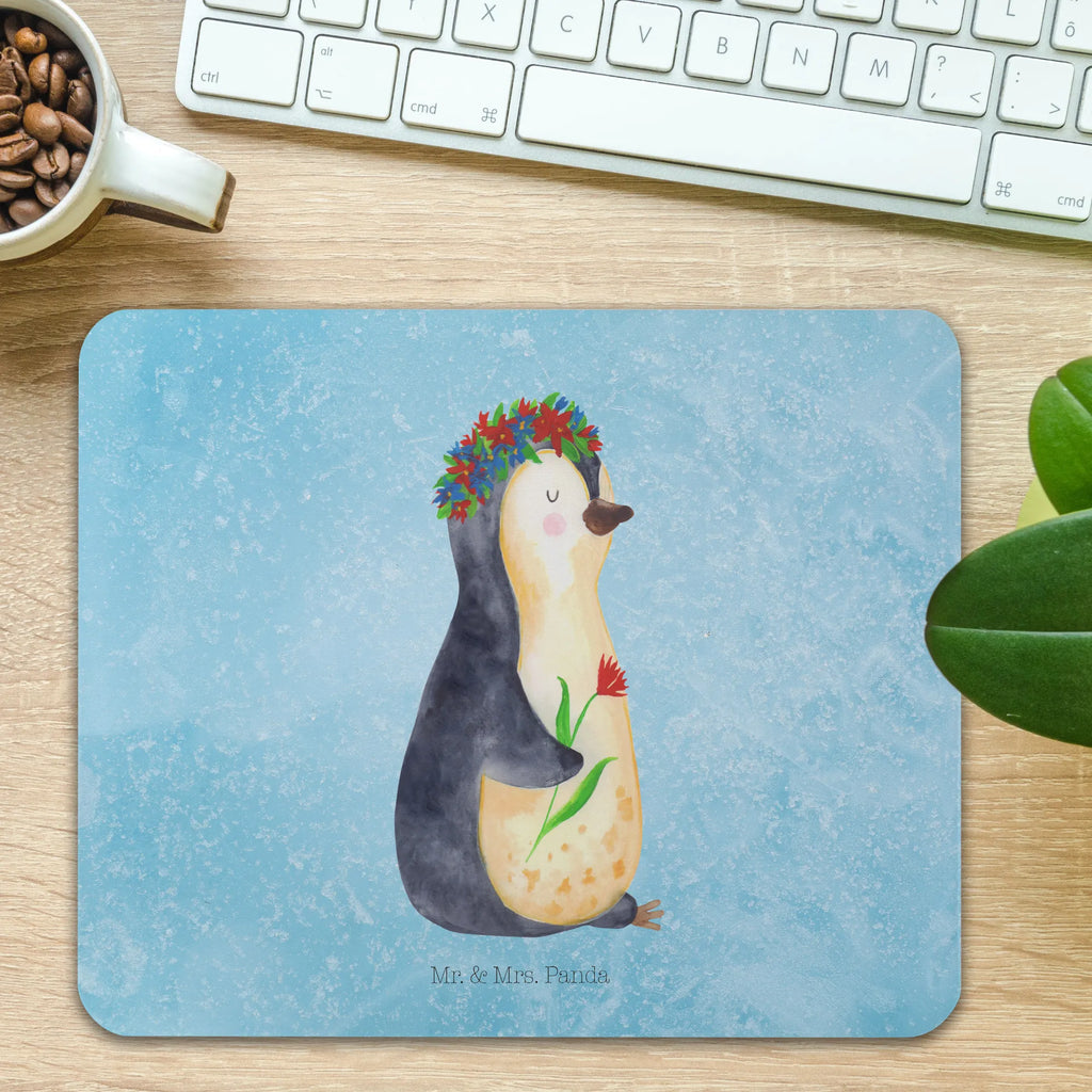 Mouse mat Penguin Flower Designer Mauspad, Mauspad Büro, Computer zubehör, Mauspad, Mousepad, PC Zubehör, Arbeitszimmer, Büroausstattung, Mausunterlage, Einzigartiges Mauspad, Pinguin, Lebenslust, Pinguine, Lebensziele, Geschenkidee, Blumenkranz, Wünsche, Leben, Ziele, Universum, Liebeskummer, Motivation