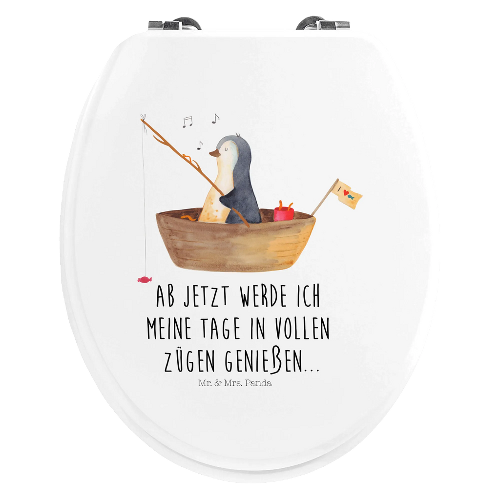 Motiv WC Sitz Pinguin Angelboot WC-Sitz, Klodeckel, Klobrille, Toilette, Toilettendeckel, Pinguin, Angelboot, Angeln, Pinguine, Geschenkidee Liebeskummer, Neuanfang, Motivation, Scheidung, Lebenslust, Trennung, genießen, Boot, Neustart, Leben