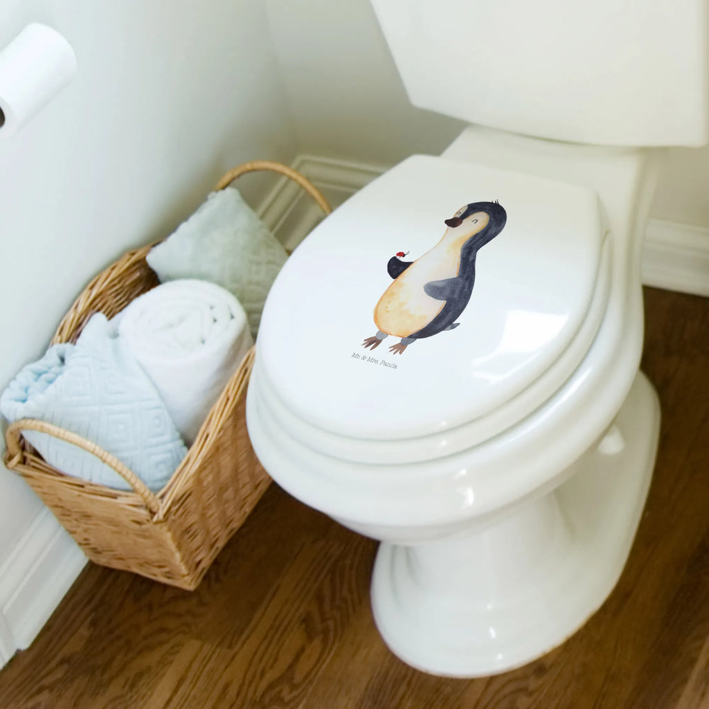 Motiv WC Sitz Pinguin Marienkäfer Toilette, Klodeckel, WC-Sitz, Toilettendeckel, Klobrille, Pinguin, Lebensfreude, Freude, Pinguine, Marienkäfer, Glück, Wunder, Liebe