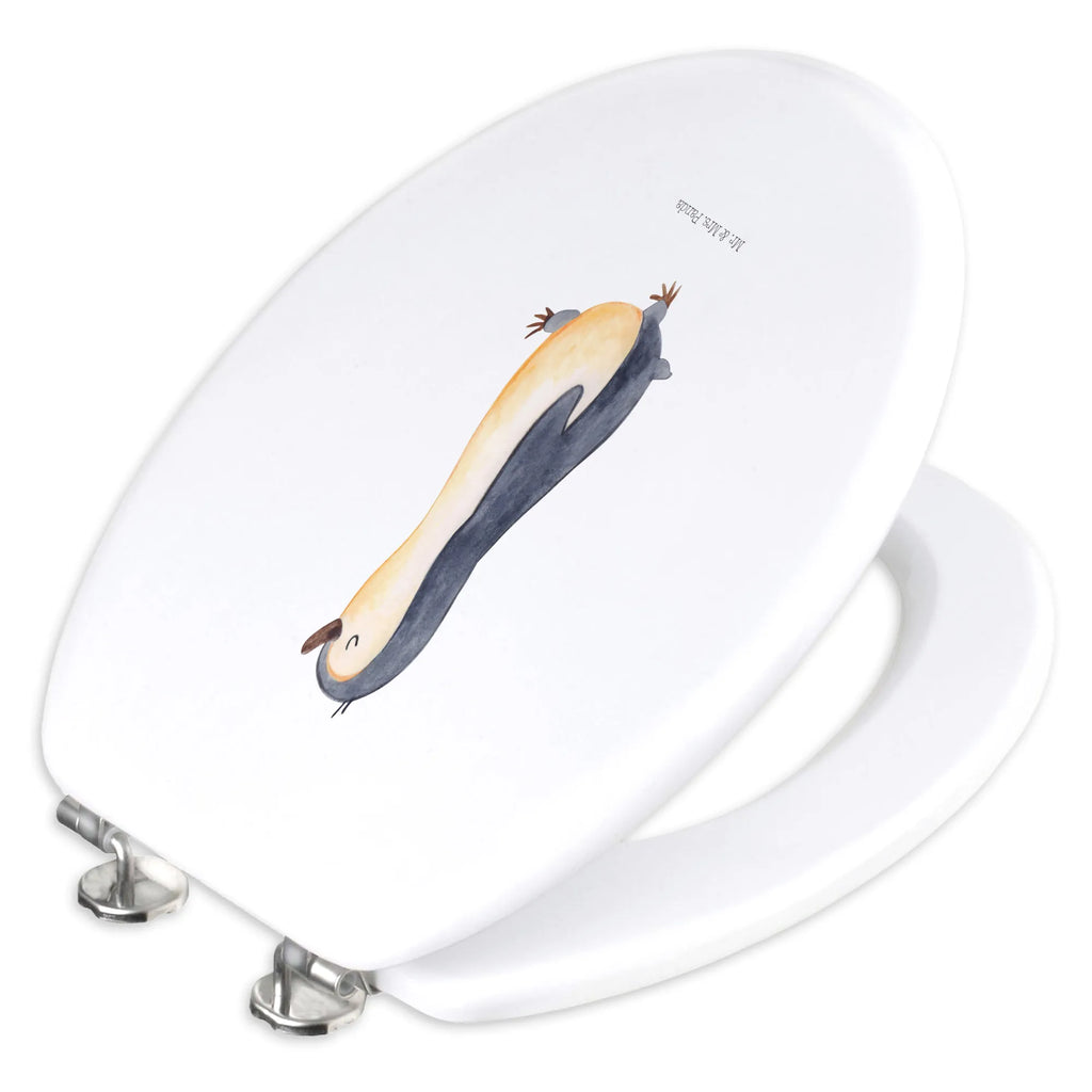Motiv WC Sitz Pinguin marschierend WC-Sitz, Toilette, Klodeckel, Toilettendeckel, Klobrille, Pinguin, Frühaufsteher, Langschläfer, Familie, Schwester, Pinguine, Bruder