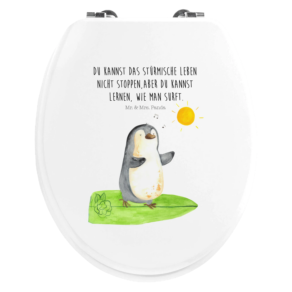 Motiv WC Sitz Pinguin Surfer WC-Sitz, Klobrille, Toilettendeckel, Toilette, Klodeckel, Pinguin, Portugal, Hawaii, Urlaub, Pinguine, Wellen reiten, surfen, Wellen, Surfer