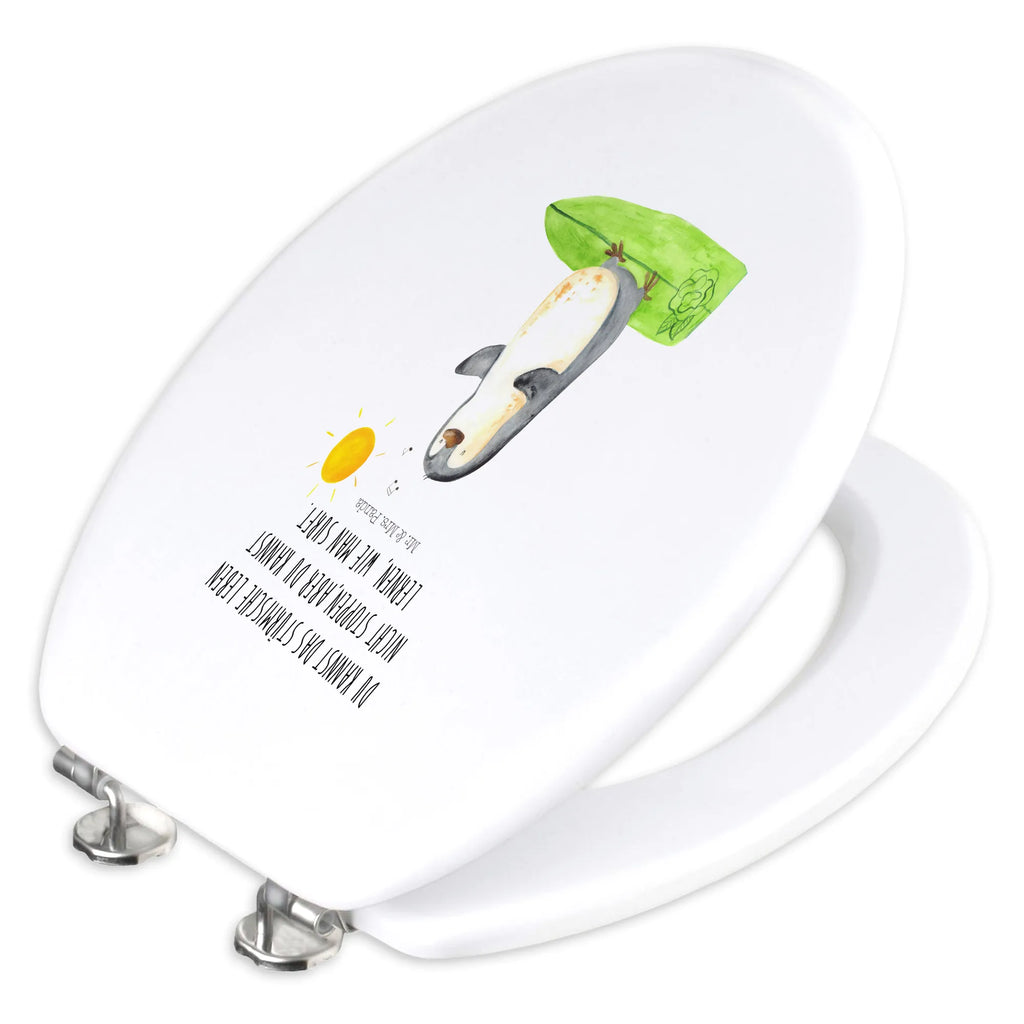 Motiv WC Sitz Pinguin Surfer WC-Sitz, Klobrille, Toilettendeckel, Toilette, Klodeckel, Pinguin, Portugal, Hawaii, Urlaub, Pinguine, Wellen reiten, surfen, Wellen, Surfer