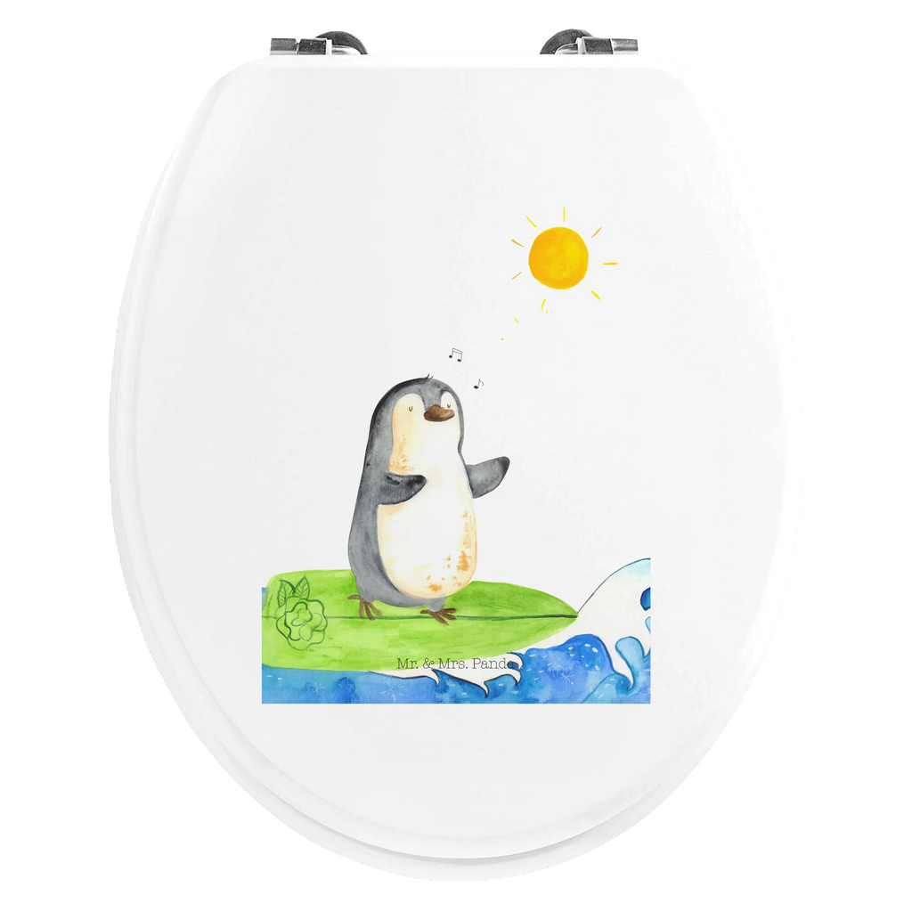Motiv WC Sitz Pinguin Surfer WC-Sitz, Klobrille, Toilettendeckel, Toilette, Klodeckel, Pinguin, Portugal, Hawaii, Urlaub, Pinguine, Wellen reiten, surfen, Wellen, Surfer