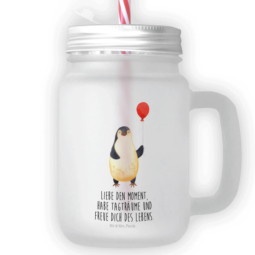 Mason jar drinking glass Penguin balloon cocktail glass, preserving glass, glass, summer glass, handle glass, drinking glass, Mason Jar, Penguin, North Pole, Winter, Penguins, daydreams, happiness, gift idea, balloon, motivation, new start, love, love of life, new life, best friend, gift girlfriend, penguins