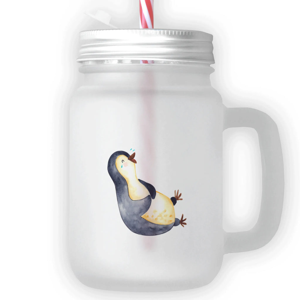 Mason jar drinking glass Penguin Laugh drinking glass, preserving glass, handle glass, Mason Jar, summer glass, cocktail glass, glass, Penguin, North Pole, Winter, Penguins, Fröhlich, Optimismus, lustiger Spruch, Pinguin, Pinguine