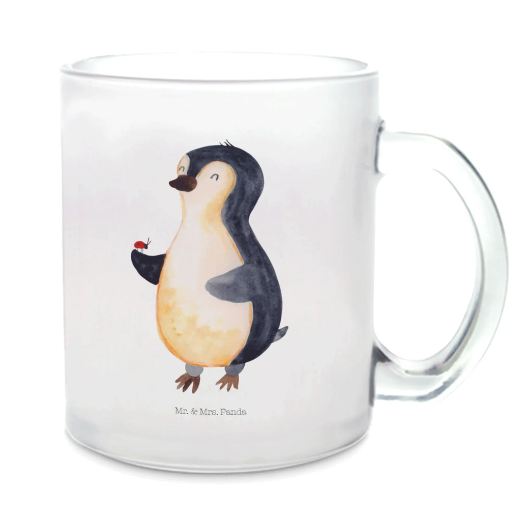Glass tea cup Penguin ladybug Tea cup, tea, mug, glass, tea glass, Penguin, North Pole, Winter, Penguins, joy of life, penguins, happiness, love, wonder, joy, ladybird