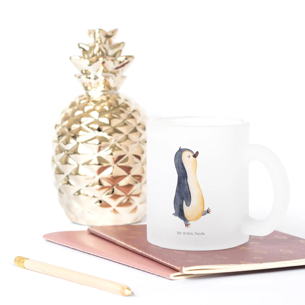 Glass tea cup Penguin march glass, mug, Tea cup, tea, tea glass, Penguin, North Pole, Winter, Penguins, brother, late riser, sister, penguin, penguins, family, early riser