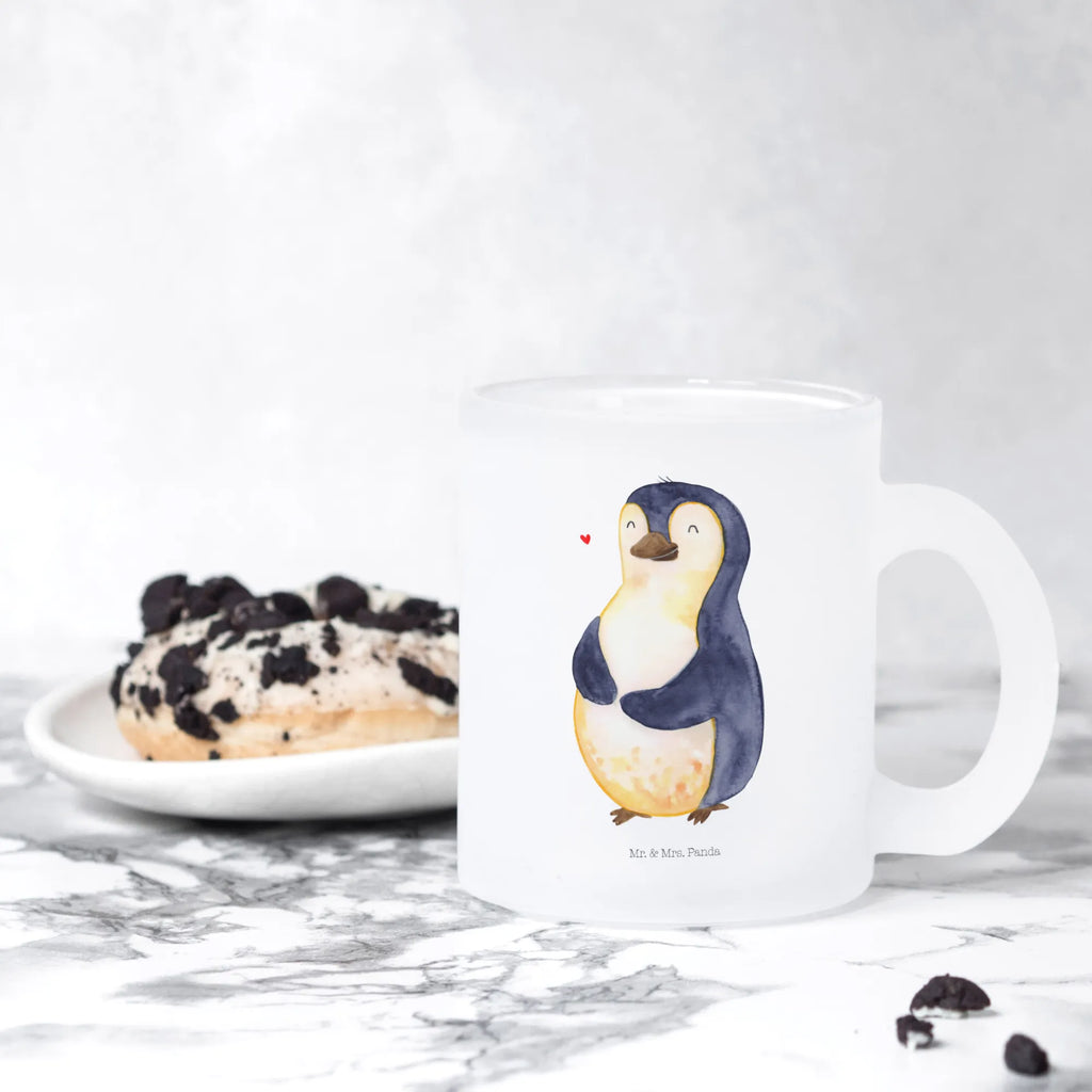 Glass tea cup Penguin diet tea, glass, tea glass, Tea cup, mug, Penguin, North Pole, Winter, Penguins, penguin, losing weight, self-respect, penguins, self-love, motivation, body love, diet, weight