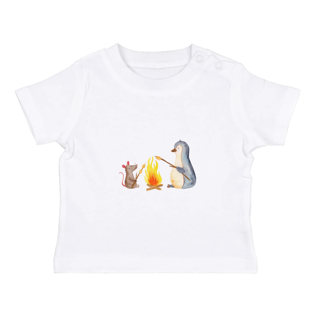 Organiczna koszulka dla niemowląt pingwin ognisko Baby T-Shirt, Jungen Baby T-Shirt, Mädchen Baby T-Shirt, Shirt, Pinguin, Maus, Pinguine, Lagerfeuer, Leben, Arbeit, Job, Motivation, Büro, Büroalltag, Lebensspruch, Lebensmotivation, Neustart, Liebe, grillen, Feuer, Marshmallows