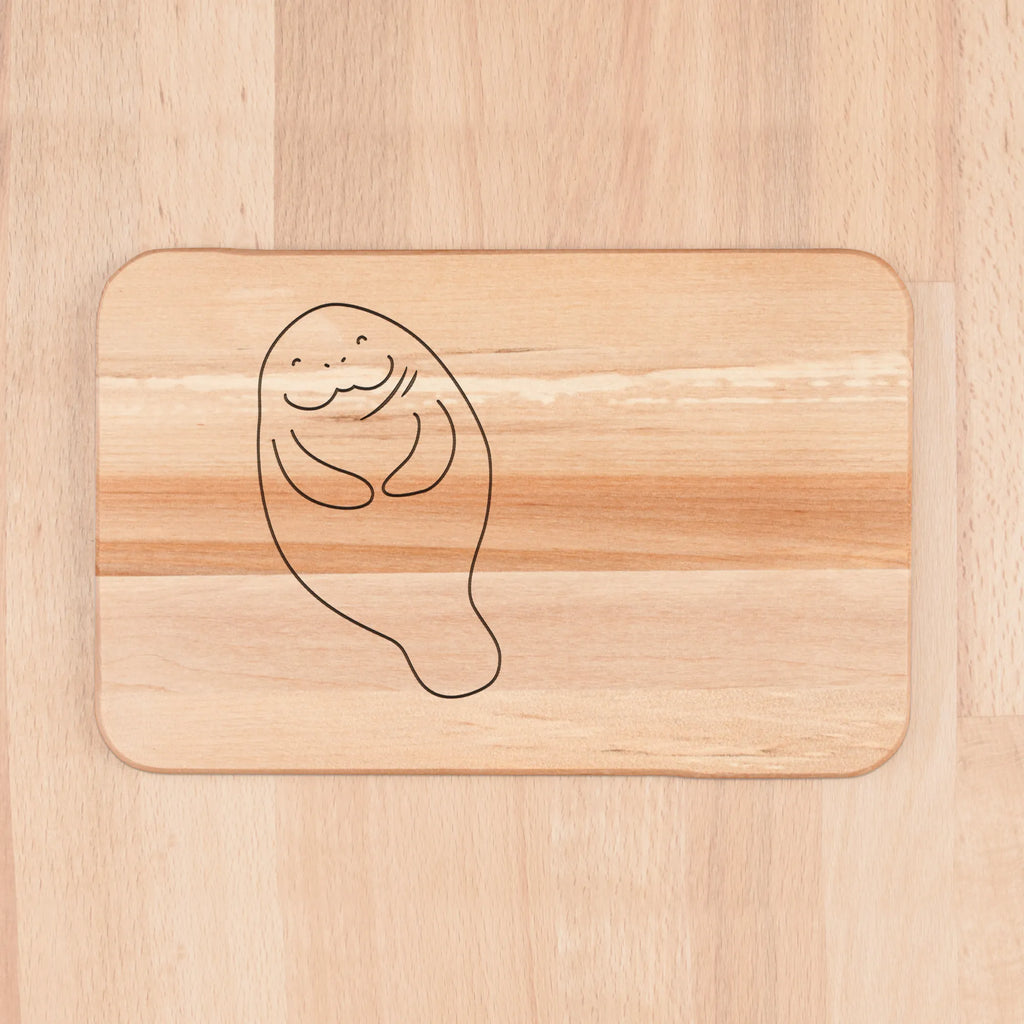 Küchenbrett Seekuh Happy Küchenbrett, Frühstücksbrettchen, Schneidebrett, Frühstücksbrett, Schneidebrett Holz, Holzbrett, Meerestiere, Meer, Urlaub, Achtsamkeit, Respekt, Freundin, Neuanfang, Seekuh, Zufrieden, Liebeskummer, Seekühe, Neustart, Selbstliebe
