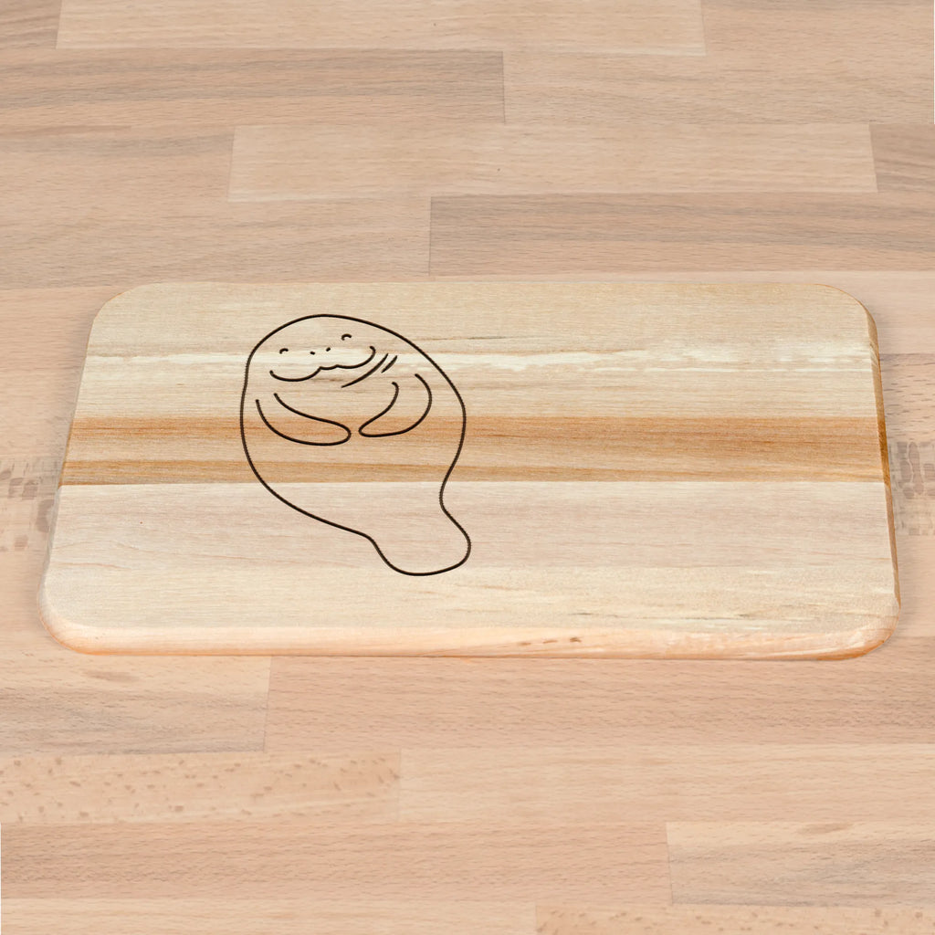 Küchenbrett Seekuh Happy Küchenbrett, Frühstücksbrettchen, Schneidebrett, Frühstücksbrett, Schneidebrett Holz, Holzbrett, Meerestiere, Meer, Urlaub, Achtsamkeit, Respekt, Freundin, Neuanfang, Seekuh, Zufrieden, Liebeskummer, Seekühe, Neustart, Selbstliebe
